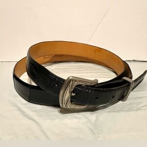 SADDLEBAGS Black Wild Alligator Leather Belt Mens 46